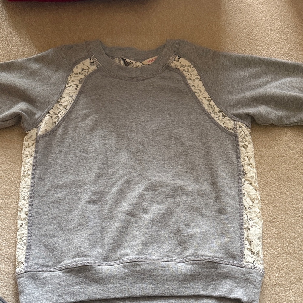 Gray Sweatshirt with Lace Accents